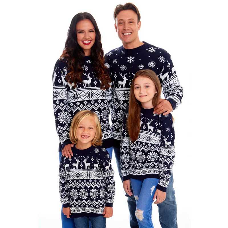 Christmas Pajamas Family Mom and Daughter Match Clothes Cotton Sweater Merry Christmas Printing Match Family Christmas Set W241008