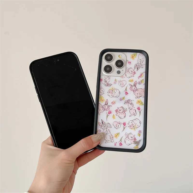 Cellphone Wildflower 3D Cartoon Cute Rabbit Girl Bow Pink High Heels Phone Case iPhone 15 14 12 16 Pro Max WF Soft Edge Hard Cover G241008