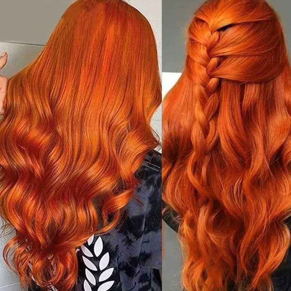 180 Density Ginger Orange Loose Wave 13x4 HD Lace Frontal Human Remy Hair Colored Body Wave 13x6 Lace Front Wig For Black WomenXJ241008