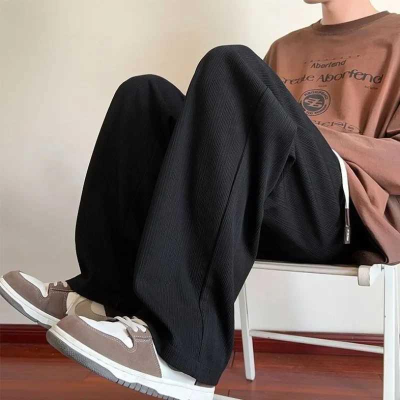 Wide Leg Goth Draped Summer Male Sports Pants Trousers Thin Plain Straight Mens Sweatpants Training Slacks Harajuku Flated GymX241008
