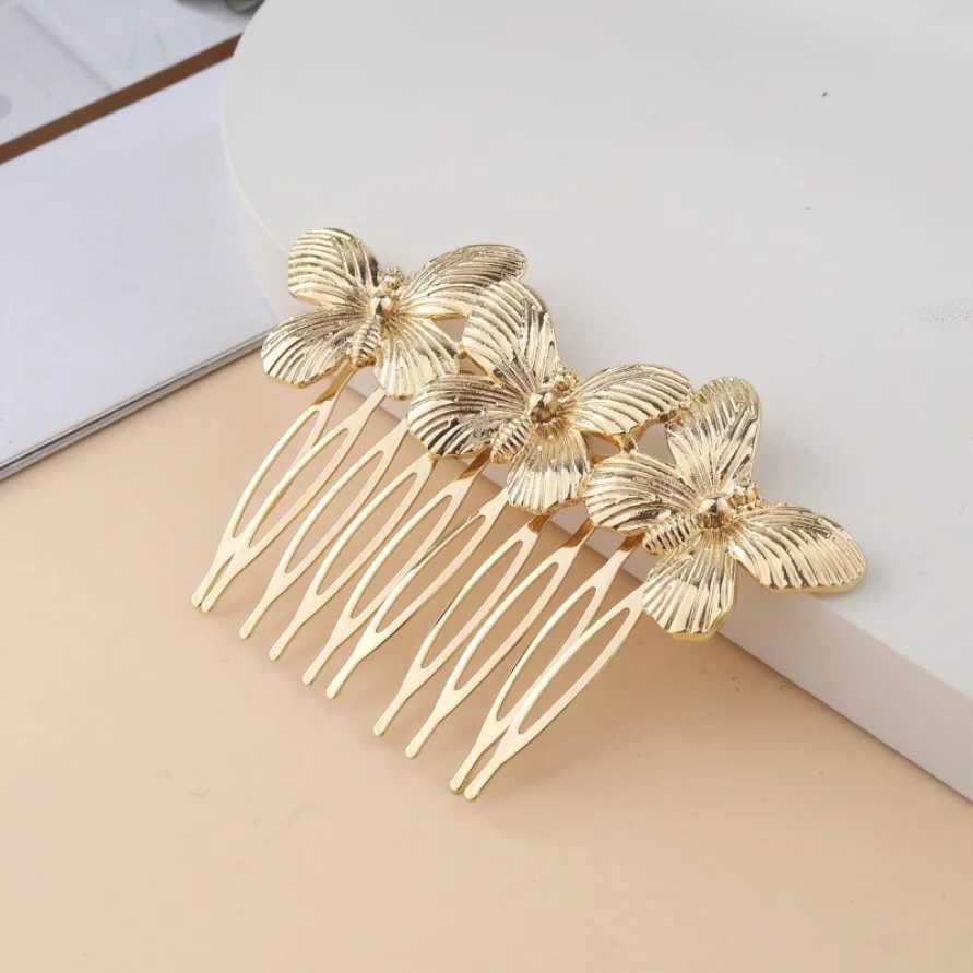 Female hair comb metal butterfly bride hair clip decoration fashion jewelry wedding hair accessories wholesale W241007