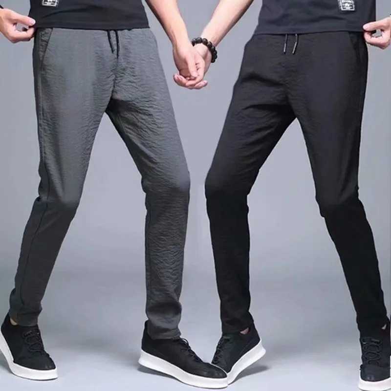 2024 New Mens Summer Korean Style Ice Silk Trousers New Arrival Slim Fit Stretchy Outerwear Wholesale Straight-leg Casual PantsX241008