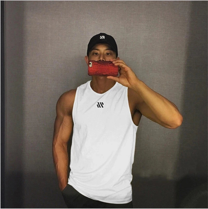 Mens fitness gyms Tank top men Fitness sleeveless shirt Male mesh Sports vest Undershirt Gyms Running vest men 241008