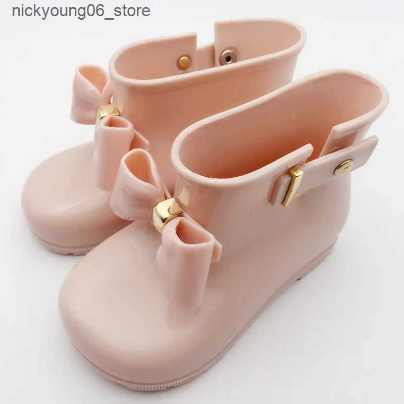 Boots Children Rain Boots Fashion Bow Metal Buckle Girls Boot Cute Toddler Infant Waterproof Shoes Kids Non-slip Water Shoes L240910