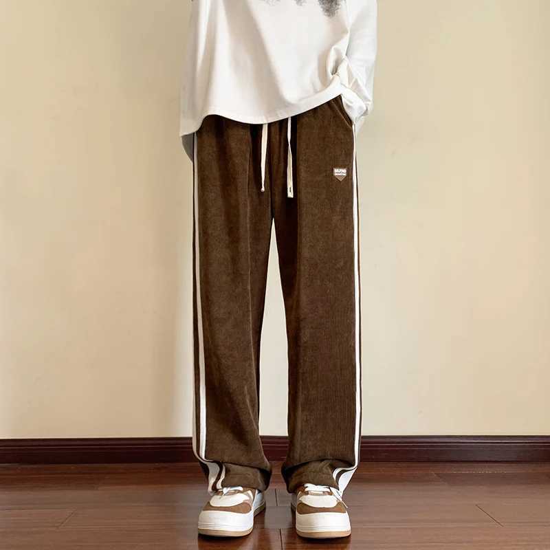 Baggy Striped Sweatpants for Men Straight-Leg Pants Fashion Hip Hop Streetwear Harajuku Trousers Casual Bottoms Y2K Male ClothesX241008