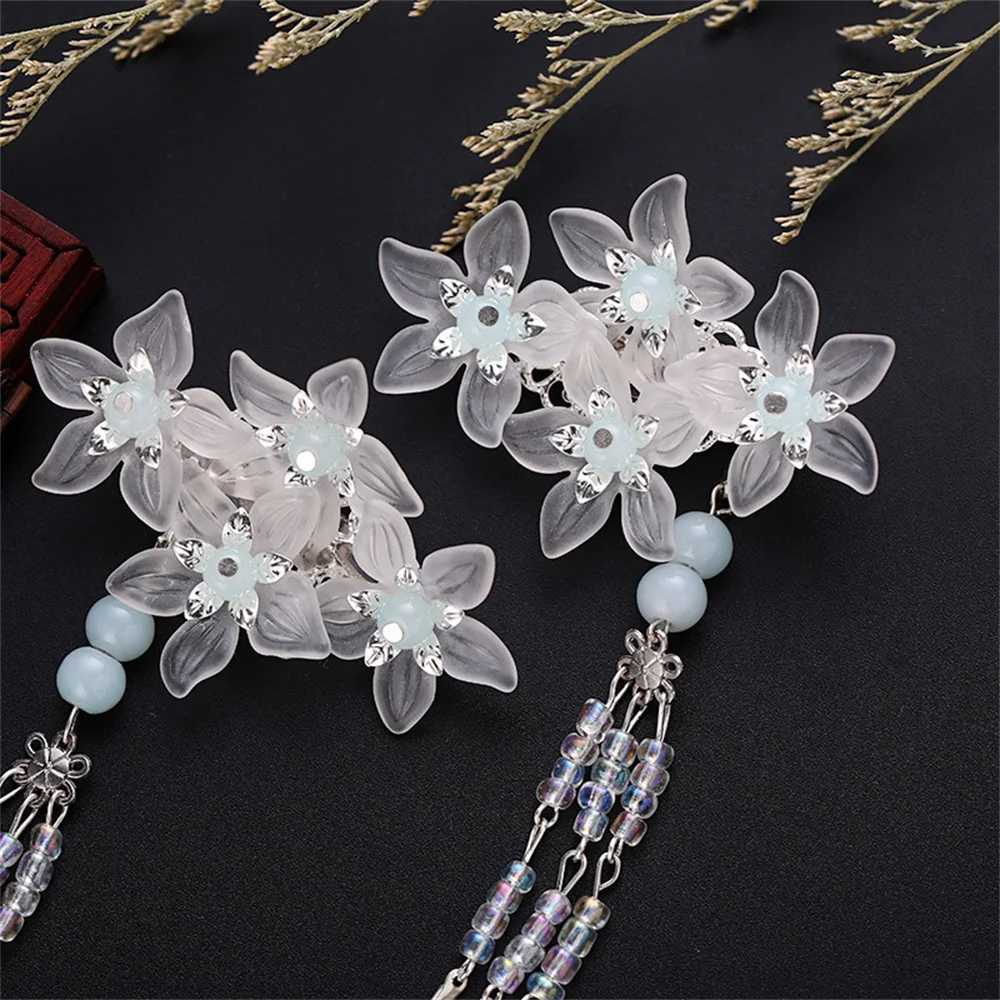 2 pieces of vintage hair clips crystal flower tassel hair clips childrens stage styling headwear Chinese wedding hair accessories jewelry W241007