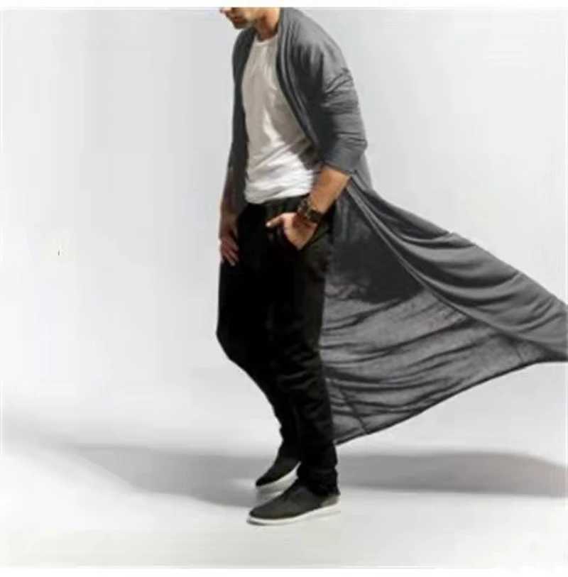 Spring and Summer Mens Thin Trench Top with Long Open Skirt Windproof Machine 2024 Fashion Loose Sleeve Raincoat Street Clothing W241007