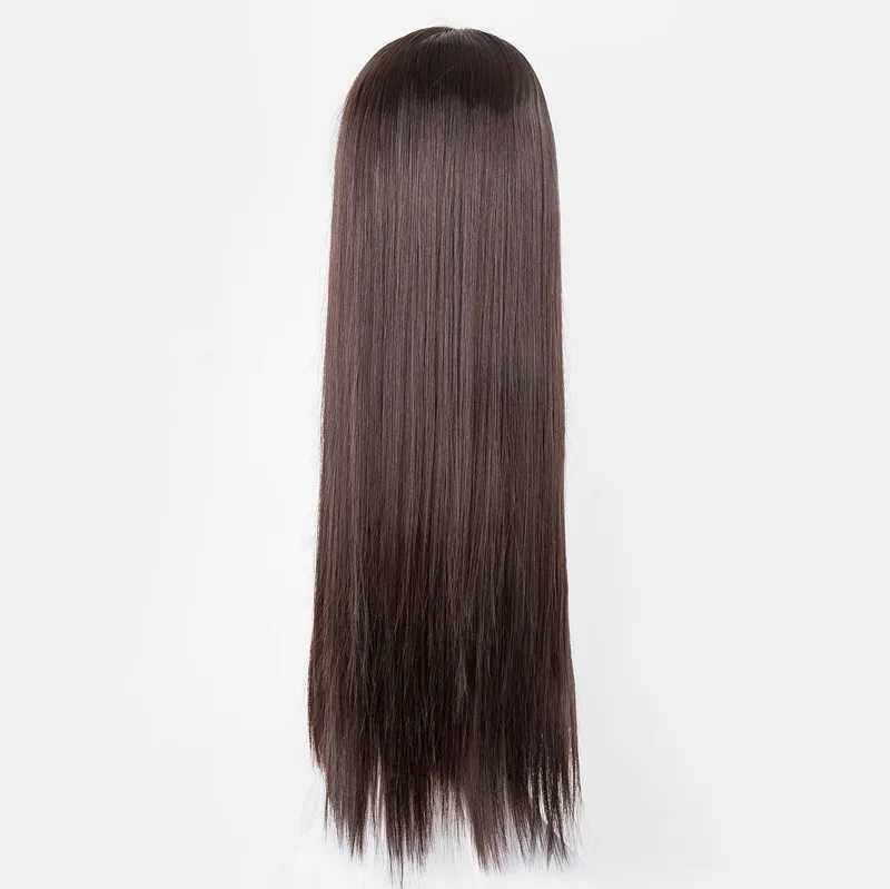 Fei-Show Brown Wig Synthetic Heat Resistant Fiber Long Straight Hair Female Salon Women Middle Part Line Party HairpieceXJ241008