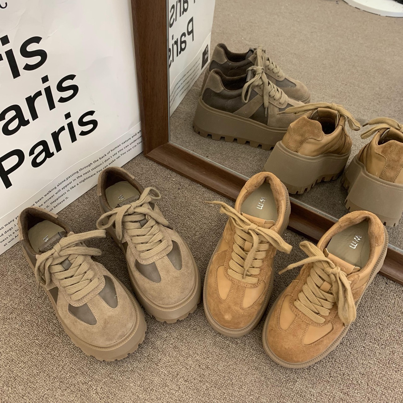 Women's Retro Flat Casual Breathable Mesh Lace-up Sports Shoes 5f51