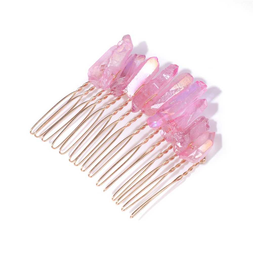 Irregular crystal hair comb suitable for female brides wedding hair accessories healing spiritual quartz stone hair headwear jewelry W241007