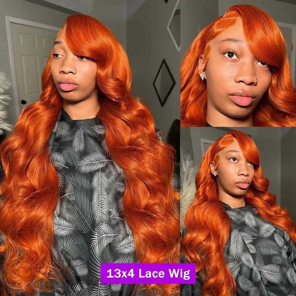 180 Density Ginger Orange Loose Wave 13x4 HD Lace Frontal Human Remy Hair Colored Body Wave 13x6 Lace Front Wig For Black WomenXJ241008