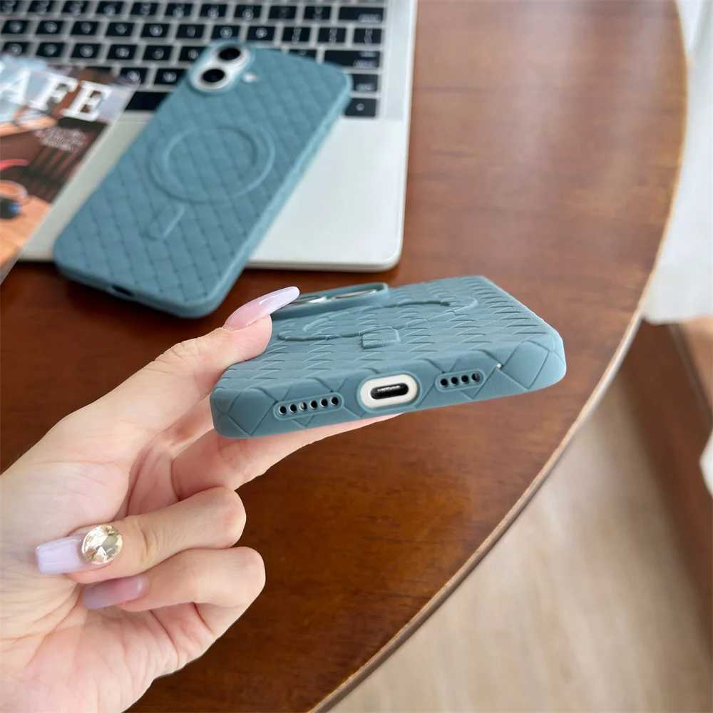 Cellphone Case 16promax case woven pattern soft iPhone 16 15 14 12 13 16 Pro Max 11 16Plus magnetic wireless charging cover G241008