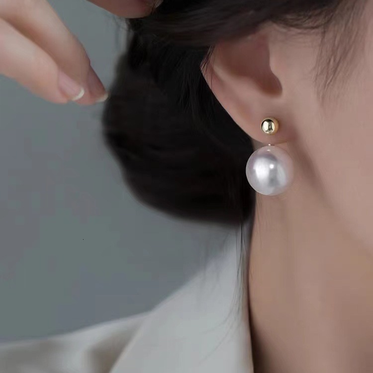 Pure sier needle pearl 2024 new style niche high-end light earrings
