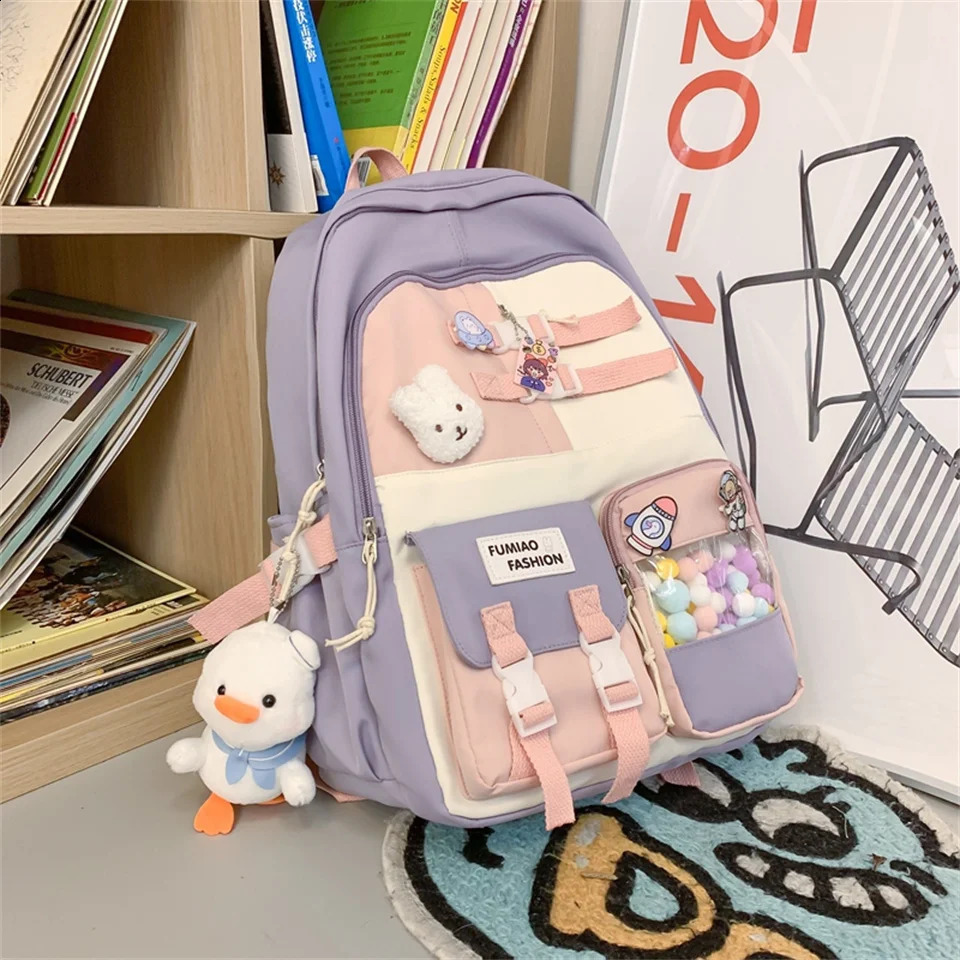 Japanese high school girl backpack teenage multi pocket Kawaii cute Mochila 241008