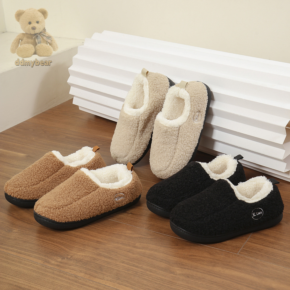 Ddmybear New Warm And Plush Versatile Shoes, Anti Slip Winter Bag Heel, Thick Soled Cashmere Cotton Slippers Chinese Brand Shoes F1008-17