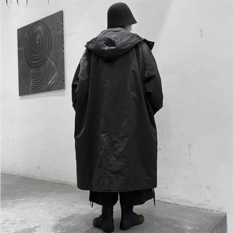 Mens mid length cotton windproof jacket black jacket windproof jacket fashionable 2021 new winter cotton jacket W241007