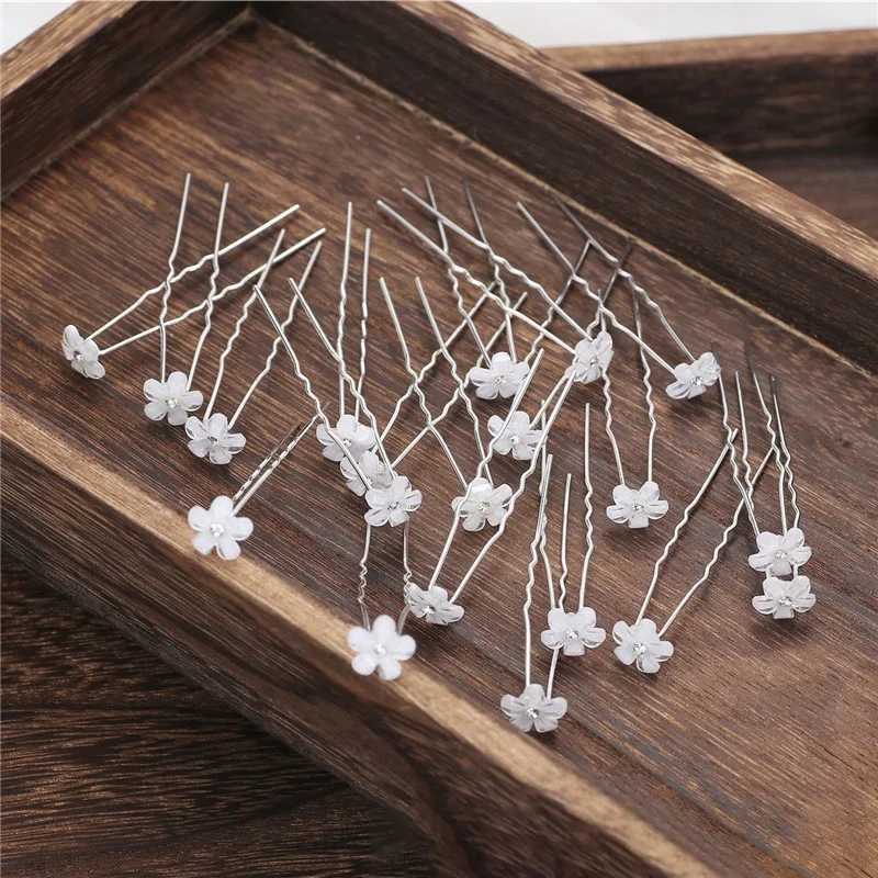 20 pieces/set bride pearl U-shaped hair comb fork elegant wedding crystal flower hair clip female hair clip jewelry accessories W241007