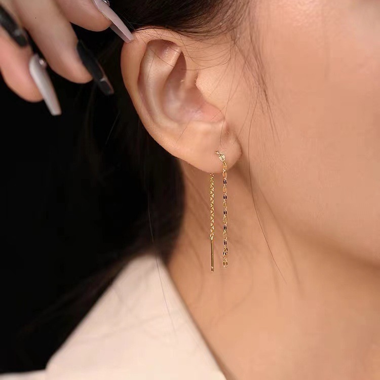 needle sparkg tassel women's earrings, elegant and niche design, 2024 new item