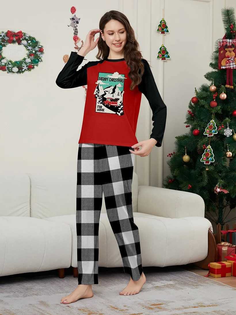 2024 Christmas Matching Family Pajamas Happy Christmas Picture Printing Pjs Adult Children Matching Set Baby Hoodie+Dog Clothing W241008
