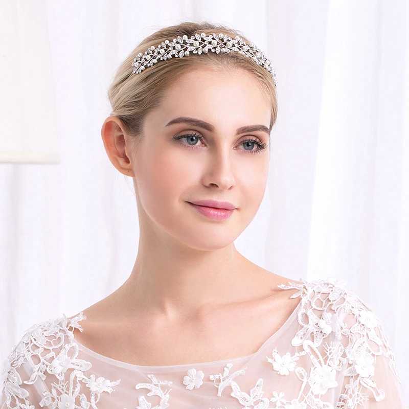 Silver Rhinestone Crown Ivory Pearl Retro Crystal Bridal Headpiece Bridal Headpiece W241007