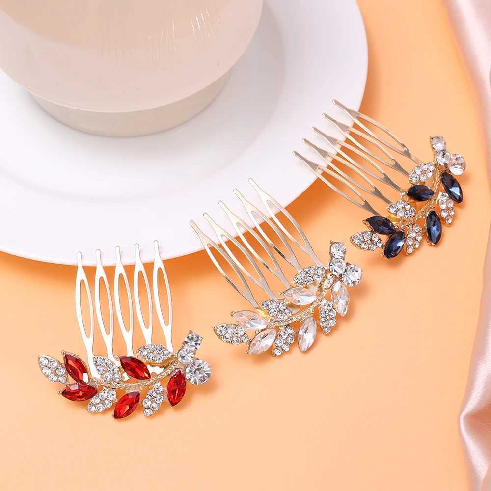 Crystal leaf hair clip comb suitable for female brides hair jewelry wedding hair accessories rhinestone party hair clip W241007