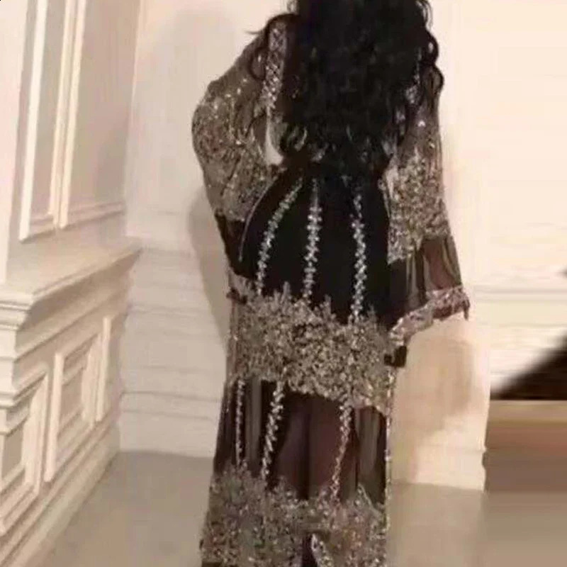 Elegant Womens Sparkling Splicing Long Dress Vintage French Evening Sexy Mesh Party 241007