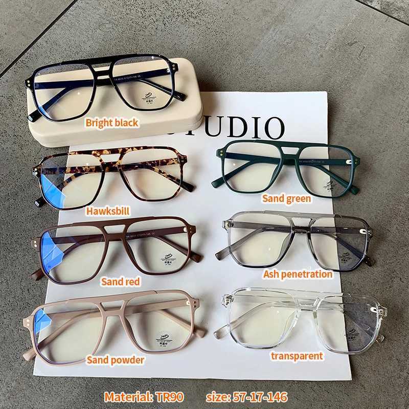 SO EI Fashion Square Double Bridges TR90 Women Glasses Frame Clear Anti-Blu-Ray Eyewear Retro Men Optical Frame Computer GogglesX241008