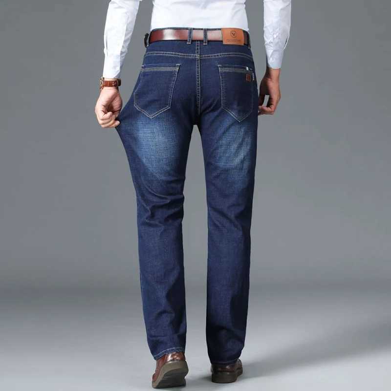 Mens Business Denim Jeans Newcomer Fashion Regular Slimming Straight Stretch Mens Brand Jeans Plus SizeW240715