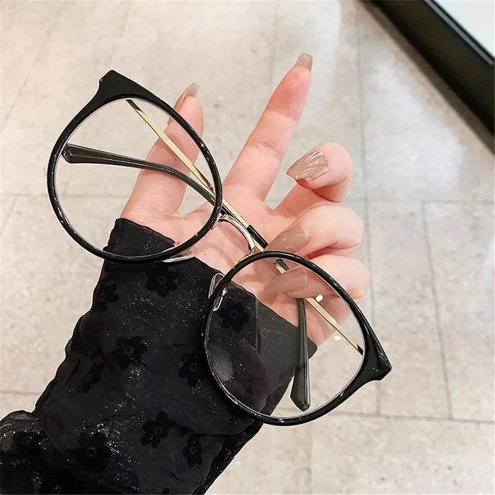 Vintage Anti-Blue Light Glasses Frame for Women Men Fashion Round Big Size Metal Optical Spectacle Eyeglass Computer GlassesX241008