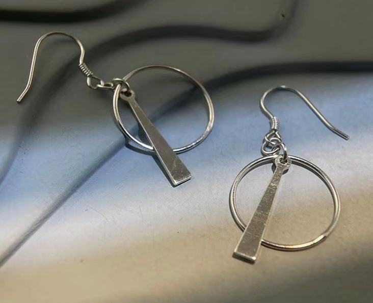 Pure sier needle light geometric circle women's earrings, personalized temperament, fashionable and niche design