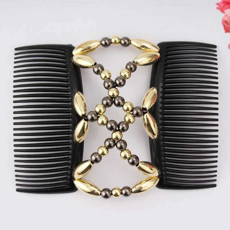 European and American fashion bead pattern hair comb womens handmade bead pattern magic hair comb headwear W241007