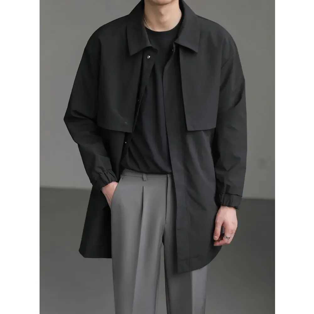 Spring and summer windproof mens mid length jacket fashionable breathable and windproof trend A107 W241007