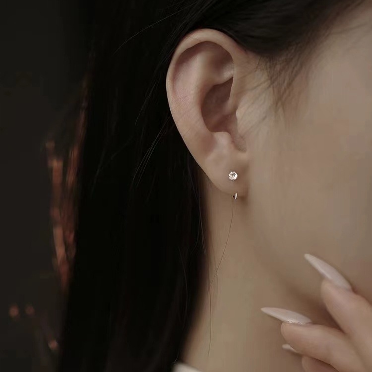 Pure sier needle ear hook, simple and niche student new trendy design