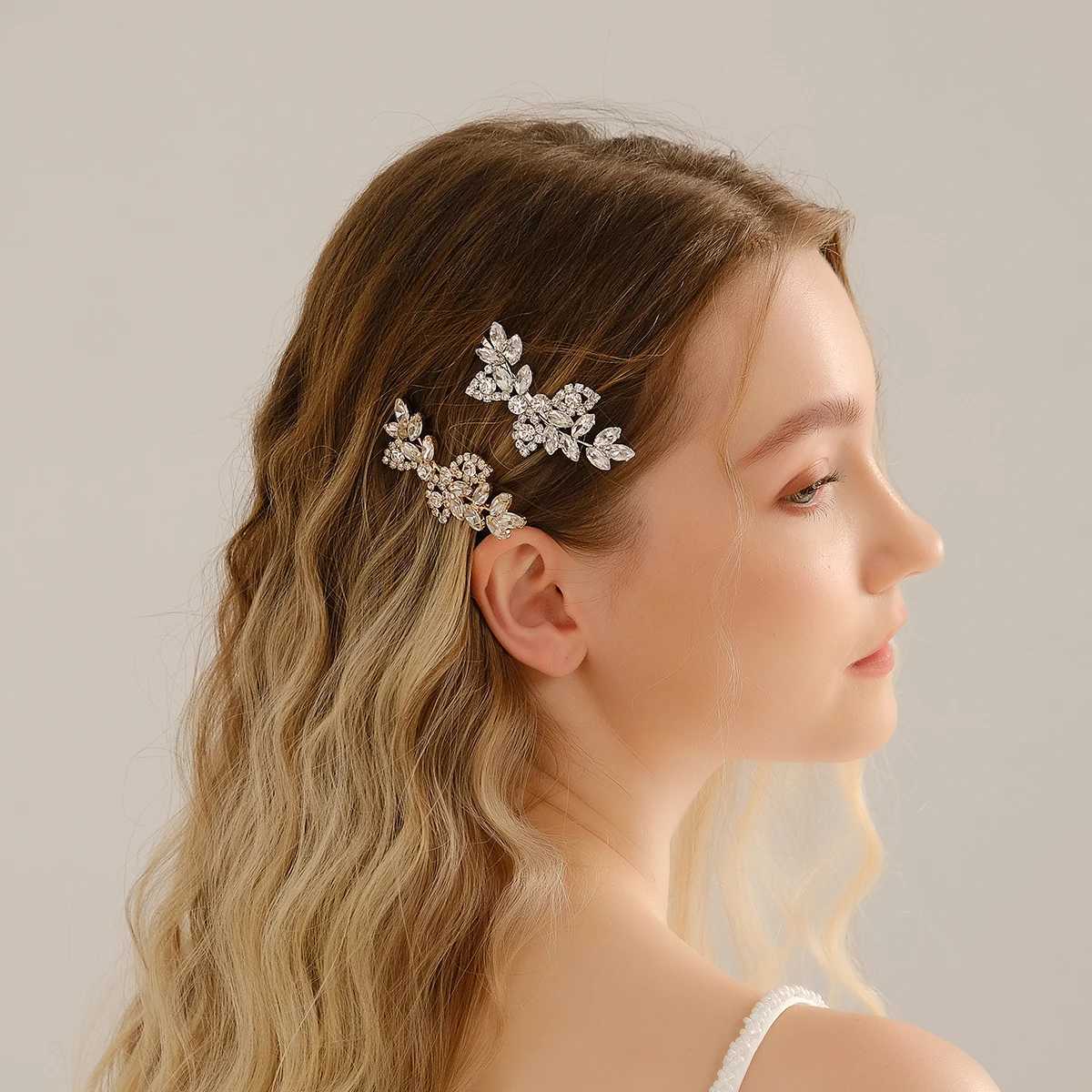 Bridal rhinestone side flower hair clip wholesale for girls wedding hair accessories W241007