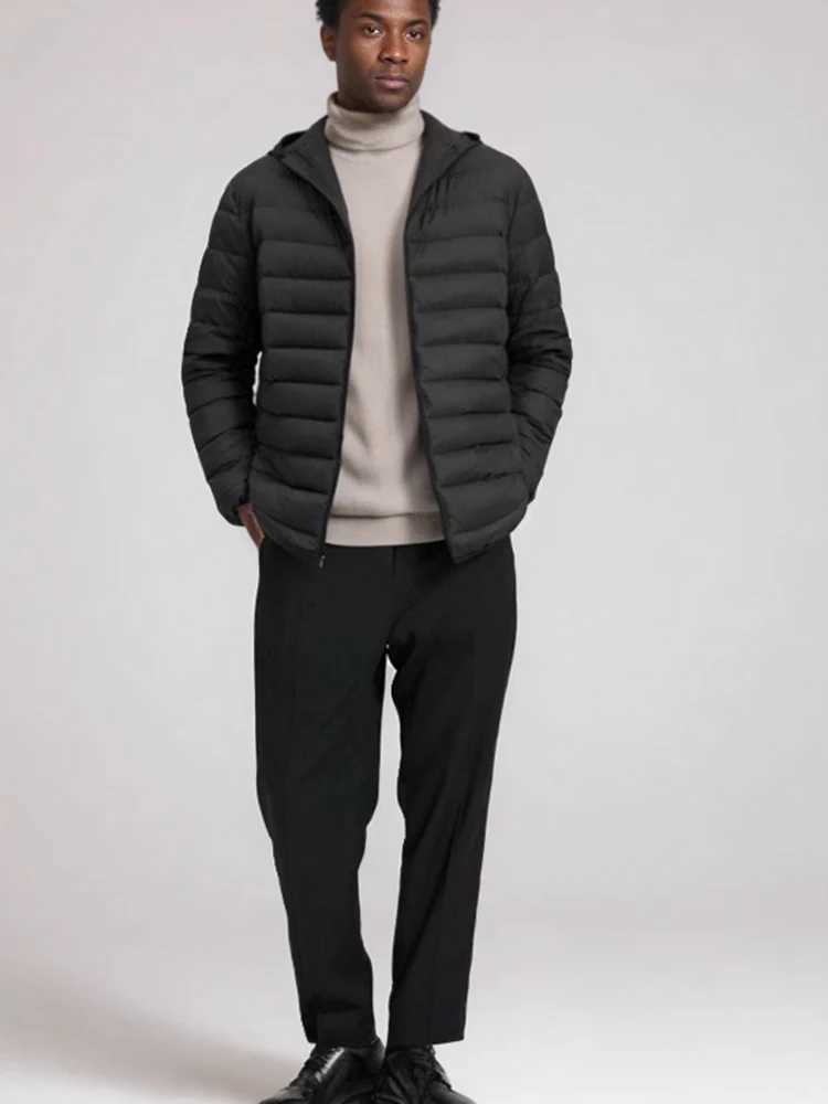 Mens thin puffer jacket Spring and Autumn Down Coat hooded cheap jacketXJ241008