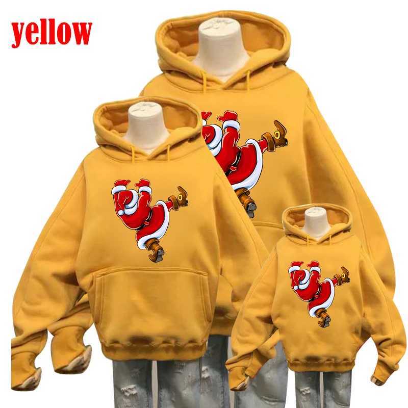 Fashionable Santa Claus Climbing Wall Printed Red Hoodie Sports Hoodie Sweater Autumn Winter Fun Shirt Family Matching Set W241008