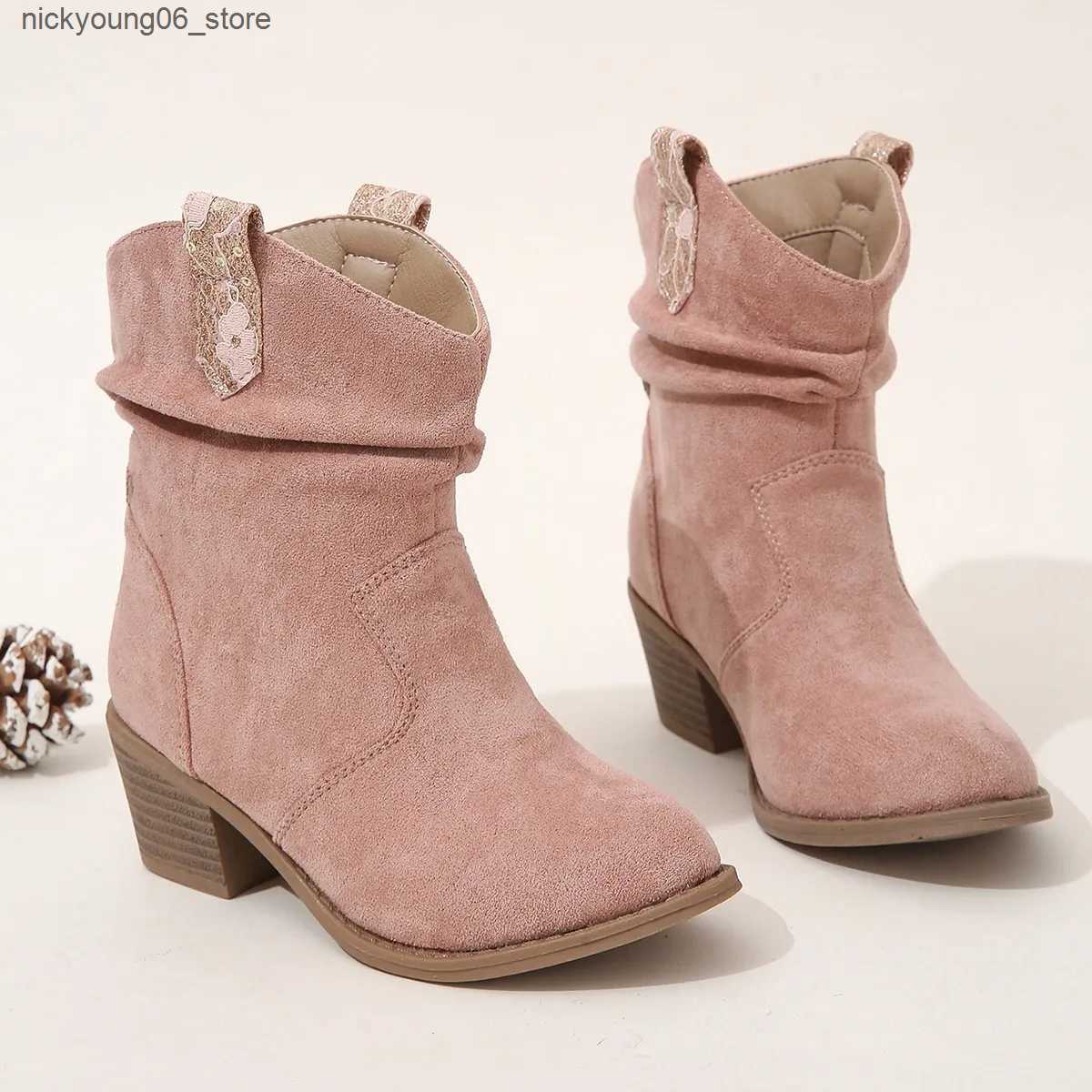 Boots Girls Boots High Heels Slip-on Children Fashion Boots Non-slip Elegant Princess Shoes 2023 New Spring Kids Boots Drop Shipping L240910