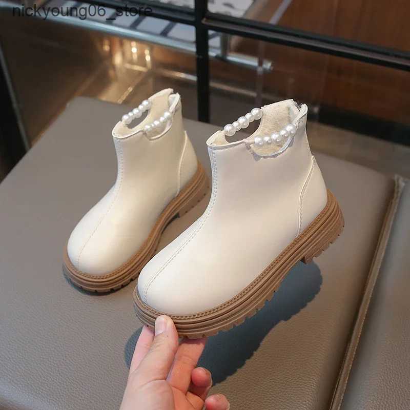 Boots Winter Children Princess Fashion Boots Warm Plush Girl Snow Boots Sweet Versatile Kids Causal Ankle Cotton Boots Thick Bottom L240910