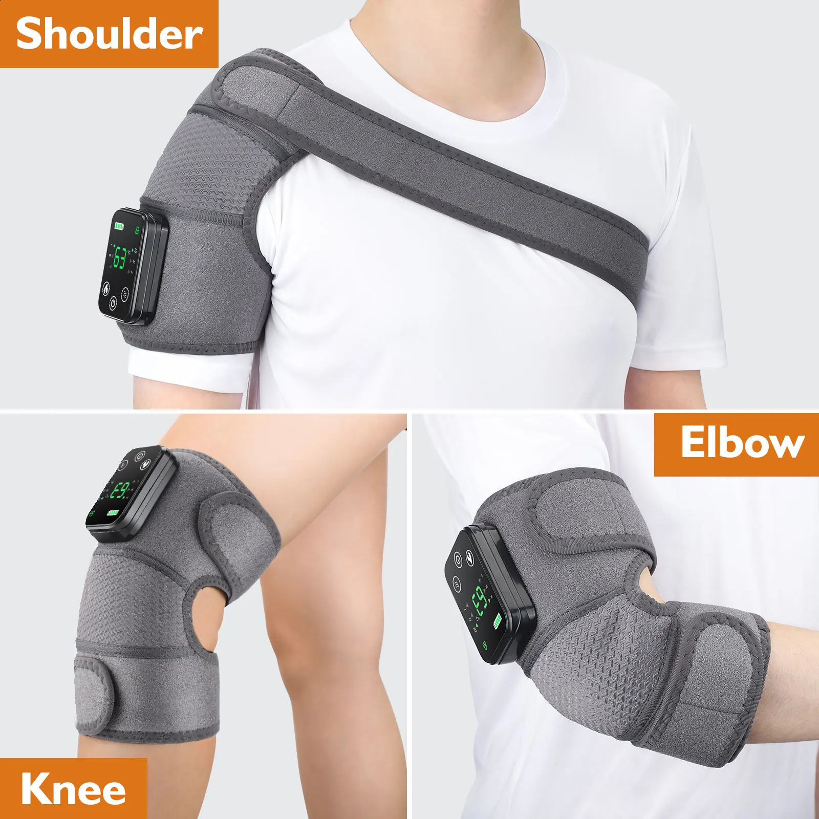 Thermal vibration knee massager with 3-level temperature control for arthritis shoulder support knee heater 241008