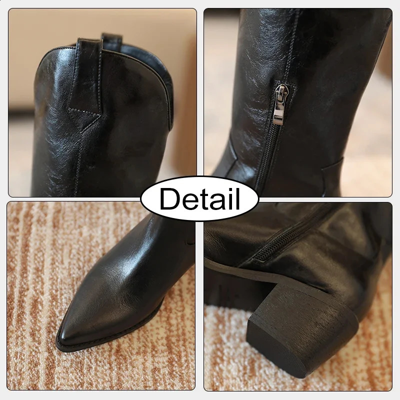 JOZHATA size 34-43 womens knee boots leather high heels winter shoes womens western cowboy boots cowboy boots 241007