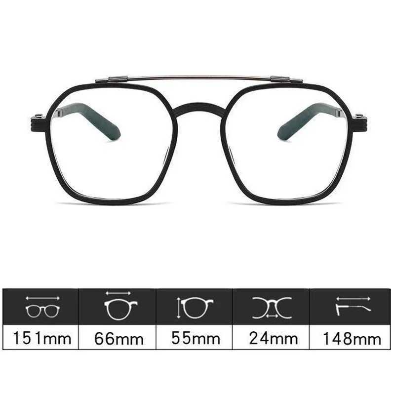 New Anti Blue Light Double Beam Square Myopia Glasses Oversized Men Women Matte Frame Prescription Eyewear Diopter -1.0 to -6.0X241008