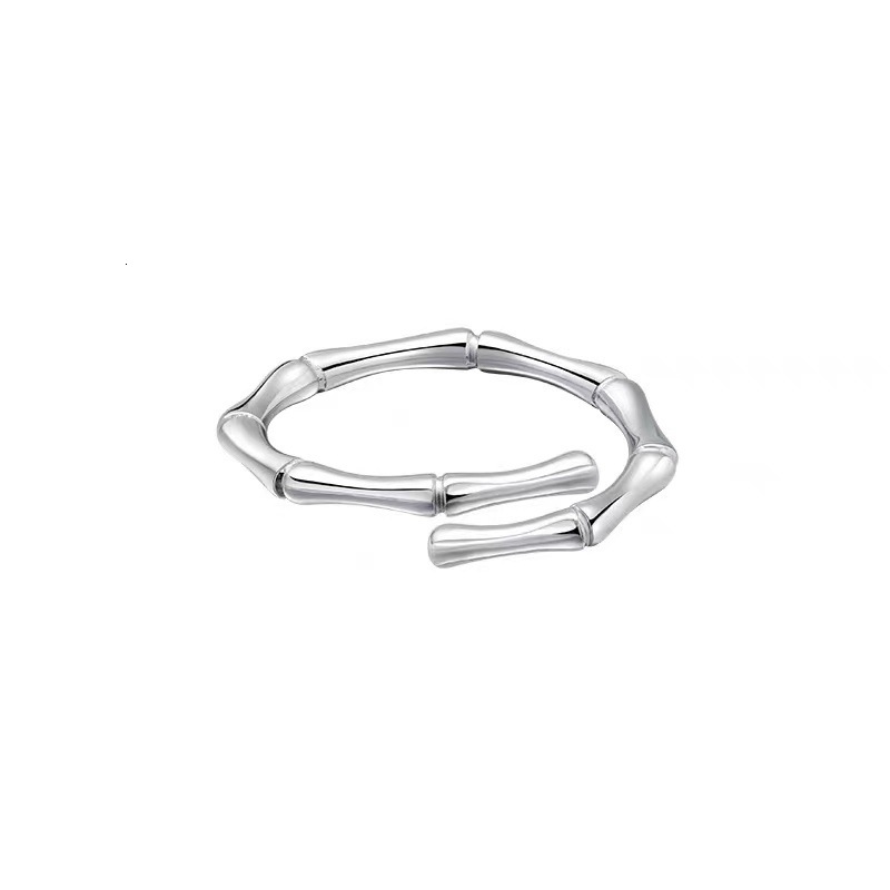 bamboo with female niche design, index finger light luxury tail plain ring, and open mouth ring