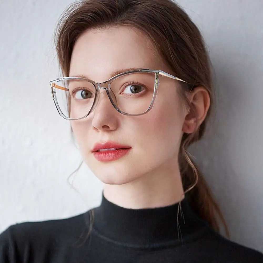 2024 Fashion Cat Eye Eyewear Computer Glasses Frame Women Men Anti Blue Light Blocking Glasses Optical Spectacle EyeglassX241008