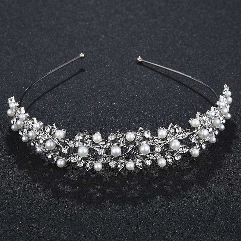 Silver Rhinestone Crown Ivory Pearl Retro Crystal Bridal Headpiece Bridal Headpiece W241007