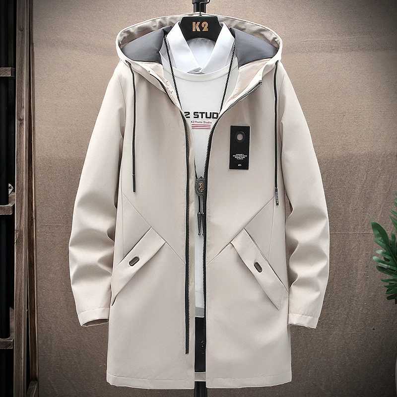New Mens Casual Long Jackets Coats Hooded Streetwear Hip Hop Windbreaker Outwear Jacket Men Spring Autumn Mens Clothing 2025 W250524