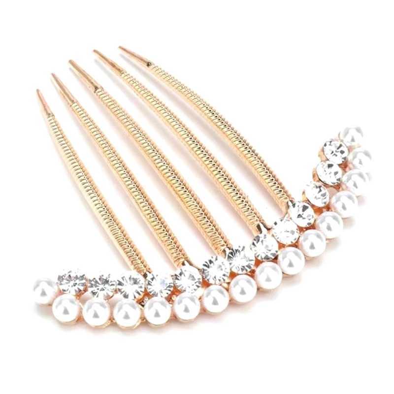 5 teeth hair side comb pearl crystal hair clip wedding bride rhinestone pearl crystal hair clip claw hair clip W241007