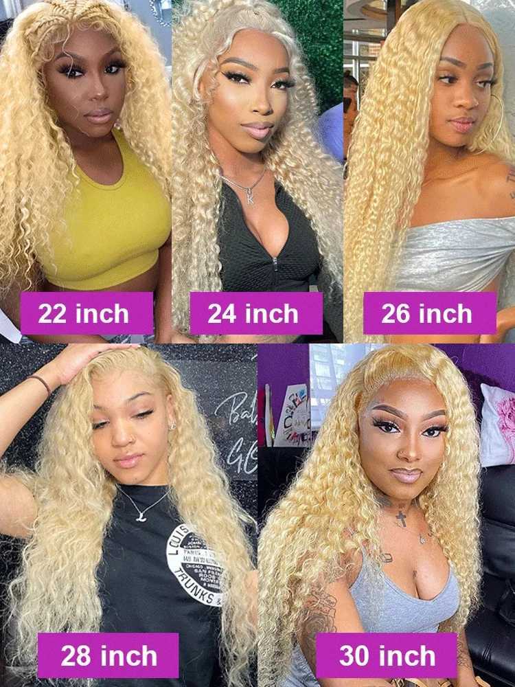 613 Transparent Hd Lace Front Human Hair Wig Curly 13x6 Honey Blonde Deep Wave Full Lace Frontal Wig Brazilian 40Inch 250DensityXJ241008