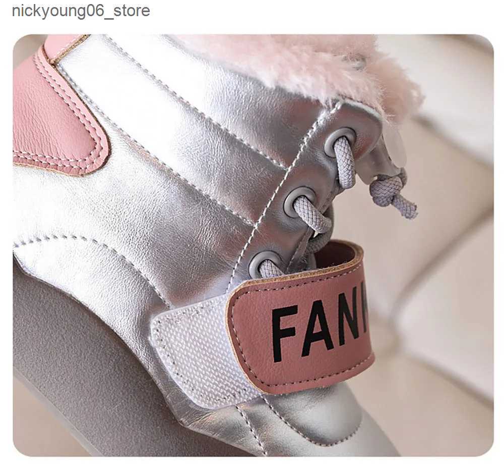 Boots Winter Plush Boots For Big Girls Thick Warm Faux Fur Childrens Snow Boots 2024 Trend Fashion Teenager Boys Cotton Shoes L240910