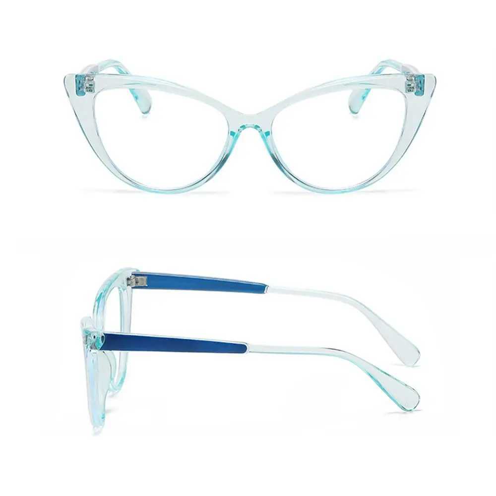 Fashion Cat Eye Design Leopard Print Women Anti-Blue Light Glasses Big Frame Transparent Lens Vision Care Computer EyeglassesX241008