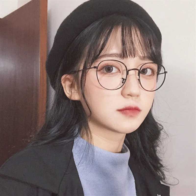 New fashion simple unisex round Plain glasses for men women Metal frame glasses for wedding party eyeglassesX241008